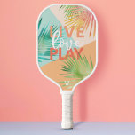 Live Love Play Fun Watercolor Tropical Palm Leaf Pickleball Paddle<br><div class="desc">Standout on the pickleball court with our Stylish and modern personalised monogram tropical palm leaf design. The design features a modern trendy design with colourful watercolor palm leaf and geometric design. Design by Moodthology Papery</div>