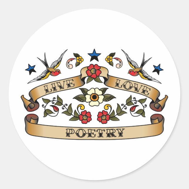 Live Love Poetry Classic Round Sticker (Front)