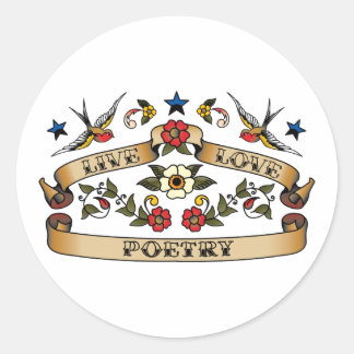 Live Love Poetry Classic Round Sticker