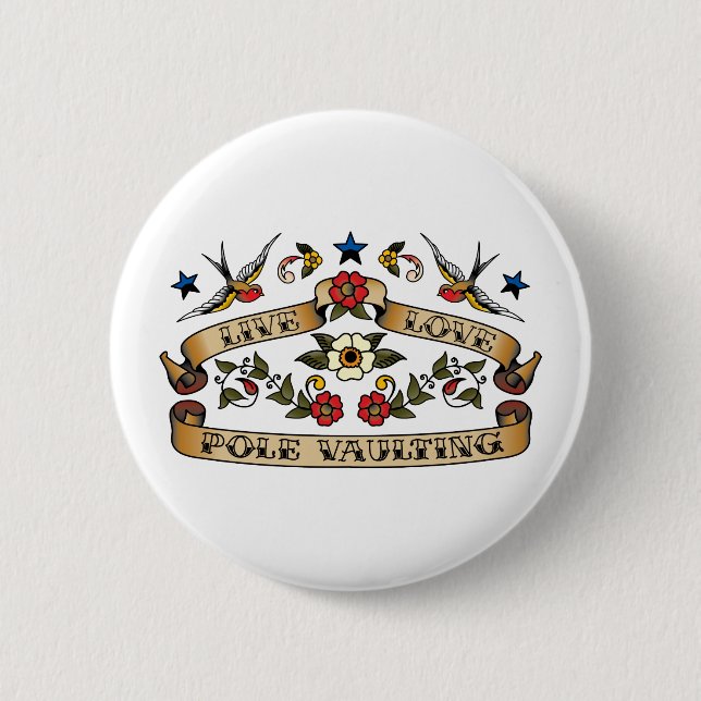 Live Love Pole Vaulting 6 Cm Round Badge (Front)