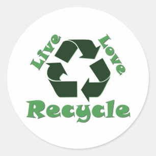 Live Love Recycle Classic Round Sticker