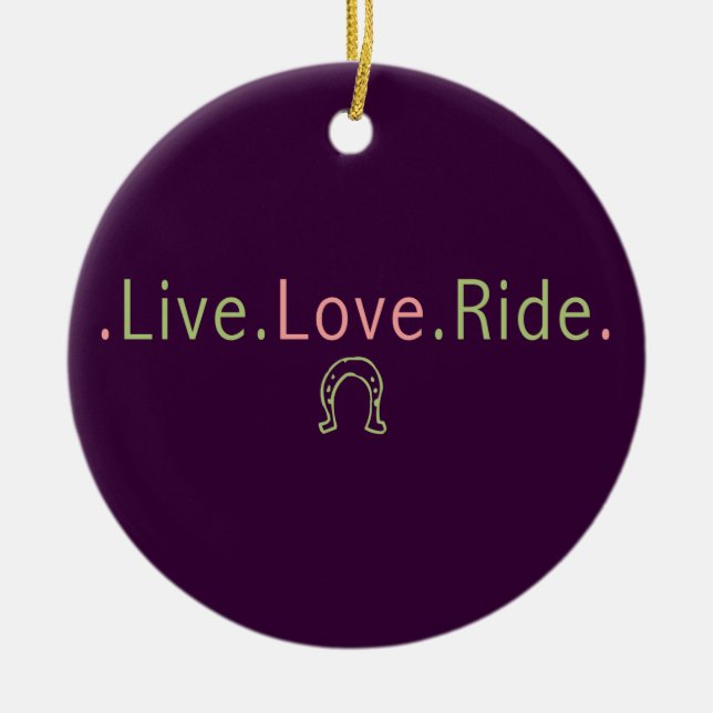 Live Love Ride Ceramic Tree Decoration (Front)