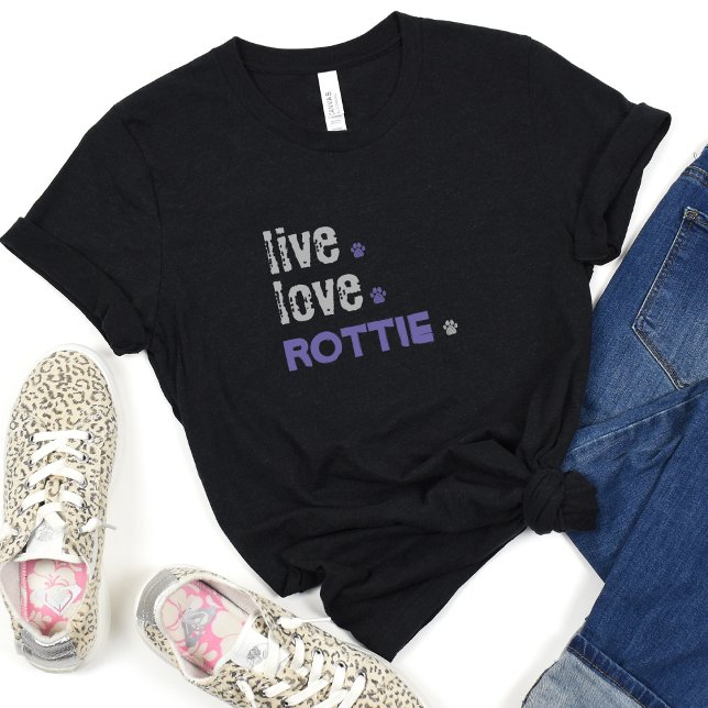 Live Love Rottie Mum T-Shirt (This casual Black Tshirt with Live.love.Rottie is super cute, especially for just chilling!)