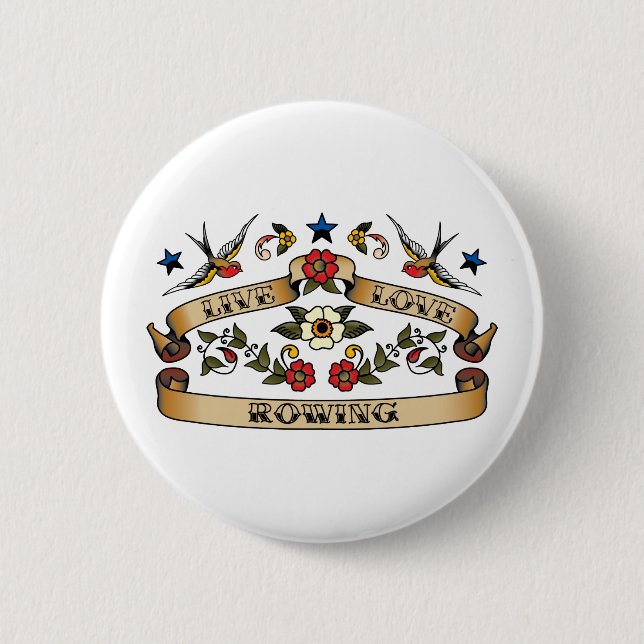 Live Love Rowing 6 Cm Round Badge (Front)