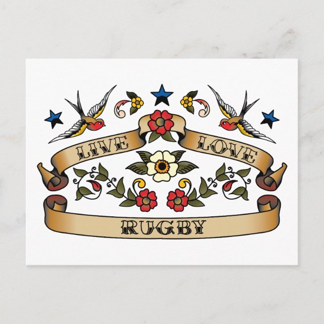 Live Love Rugby Postcard (Front)