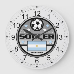 Live Love Soccer Argentina Large Clock