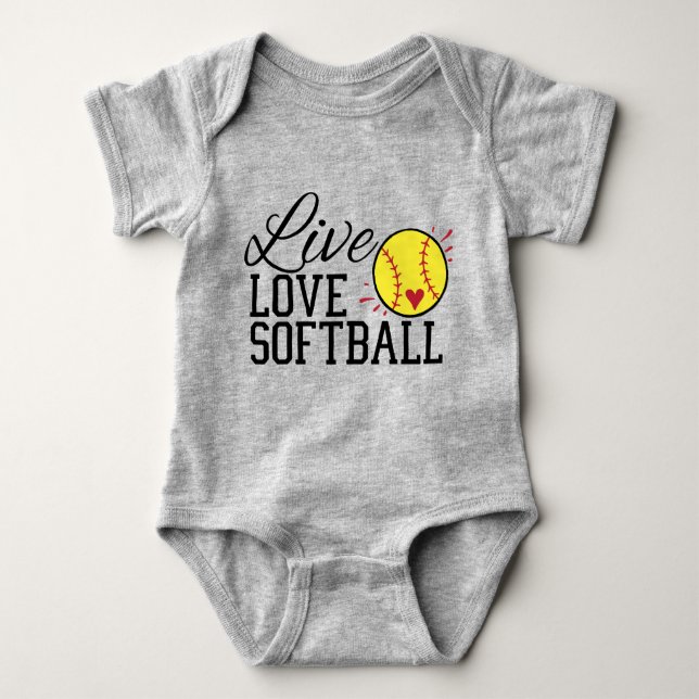Live Love Softball Baby Bodysuit (Front)