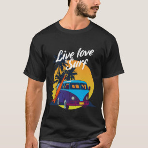 Live Love & Surf Retro Surf Van Beach Life Graph T-Shirt