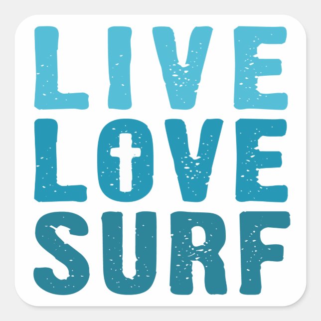 live-love-surf square sticker (Front)