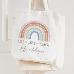 Live Love Teach Rainbow Teacher Appreciation Tote Bag<br><div class="desc">Surprise the teacher in your life or treat yourself (if you're the teacher) to this colourful tote,  featuring a watercolor rainbow and a thoughtful saying. Personalise the saying with your own words to make it special to you.</div>