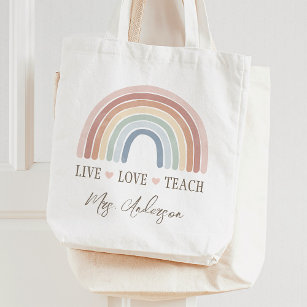 Live Love Teach Rainbow Teacher Appreciation Tote Bag