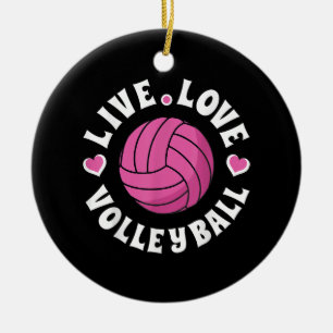 Live Love Volleyball For Women Girls Volleyball Fa Ceramic Tree Decoration