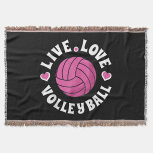 Live Love Volleyball For Women Girls Volleyball Fa Throw Blanket