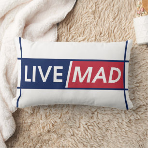 LIVE MAD – Bold Motivational Throw Pillow (White)