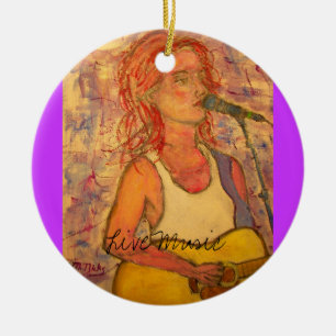 Live Music Girl Ceramic Tree Decoration