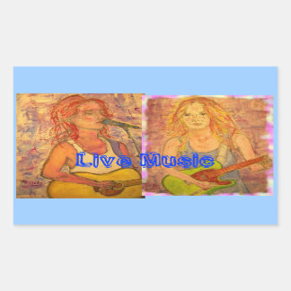 Live Music Guitar Girls Rectangular Sticker