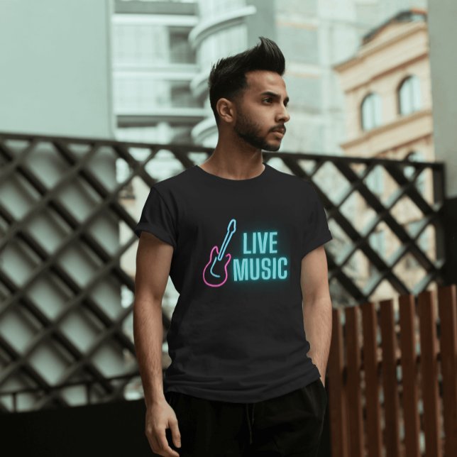 Live Music Neon Guitar  T-Shirt (Check out more products in the Live Music Neon Collection)