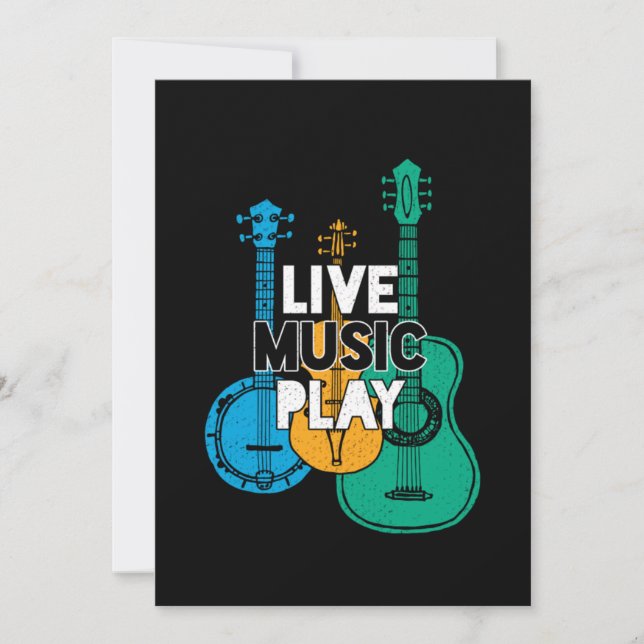 Live Music Play Country Music Banjo Mandolin Gift Invitation (Front)