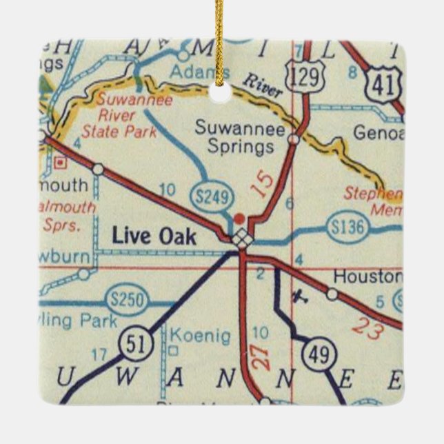 Live Oak Florida Ceramic Ornament (Back)