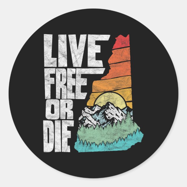 Live Or Die Retro New Hampshire Nature  Classic Round Sticker (Front)