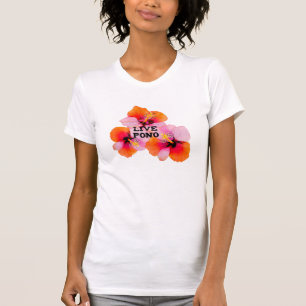 Live pono pink orange hibiscus flowers oahu maui  T-Shirt