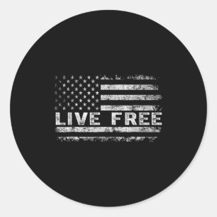 Live Shirt – Vintage Distressed Usa Flag Graphic T Classic Round Sticker