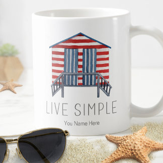 Live Simple Quote Nautical Summer Beach Hut Cabana Coffee Mug