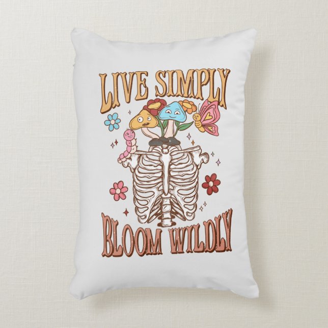 Live Simply, Bloom Wildly Decorative Cushion (Front(Vertical))