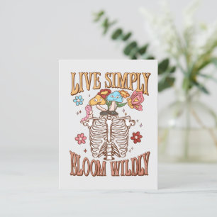 Live Simply, Bloom Wildly - Skeleton & Mushroom Postcard