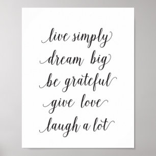 Live simply, dream big - art print - quote