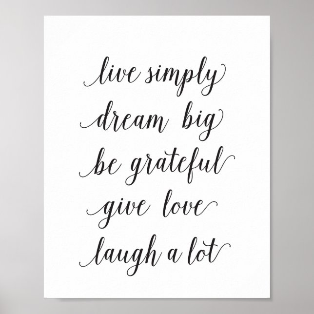 Live simply, dream big - art print - quote (Front)