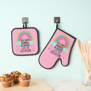 Live Simply Dream Big Be Grateful Give Love Oven Mitt & Pot Holder Set