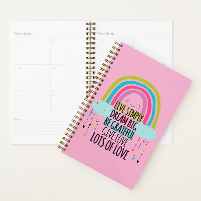 Live Simply Dream Big Be Grateful Give Love  Planner (Display)