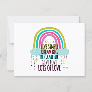 Live Simply Dream Big Be Grateful Give Love Postcard