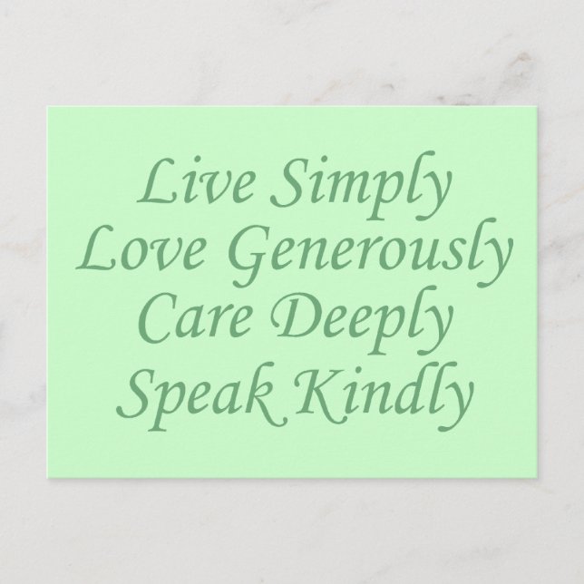 Live Simply green Postcard (Front)