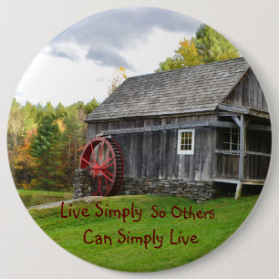 Live Simply Old Mill 6 Cm Round Badge