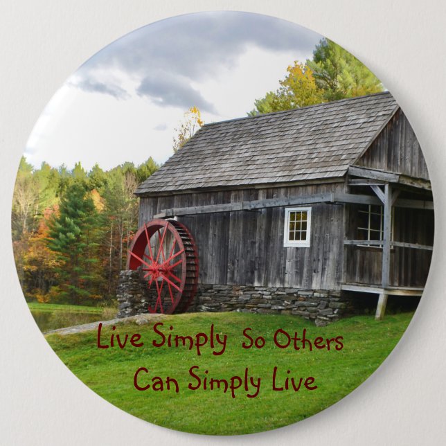 Live Simply Old Mill 6 Cm Round Badge (Front)
