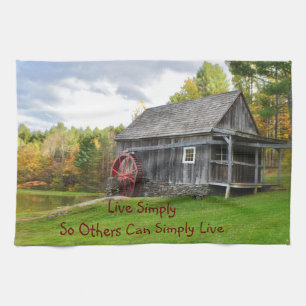 Live Simply Old Mill Tea Towel
