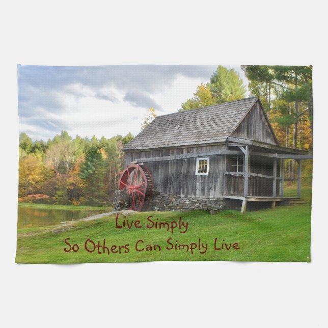 Live Simply Old Mill Tea Towel (Horizontal)