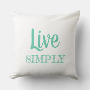 Live Simply White & Sea Green Personalized Cushion