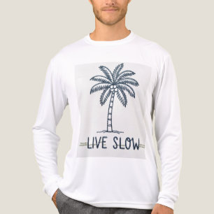 "Live Slow" Palm Tree Embroidery Design - Tropical Tri-Blend Shirt