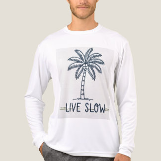 "Live Slow" Palm Tree Embroidery Design - Tropical Tri-Blend Shirt