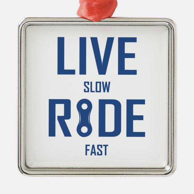 Live Slow Ride Fast Cycling Metal Tree Decoration (Front)