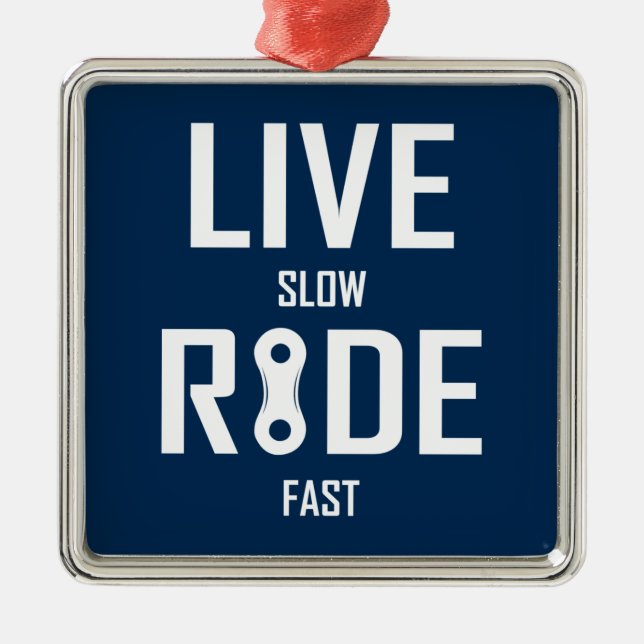 Live Slow Ride Fast Cycling Metal Tree Decoration (Front)