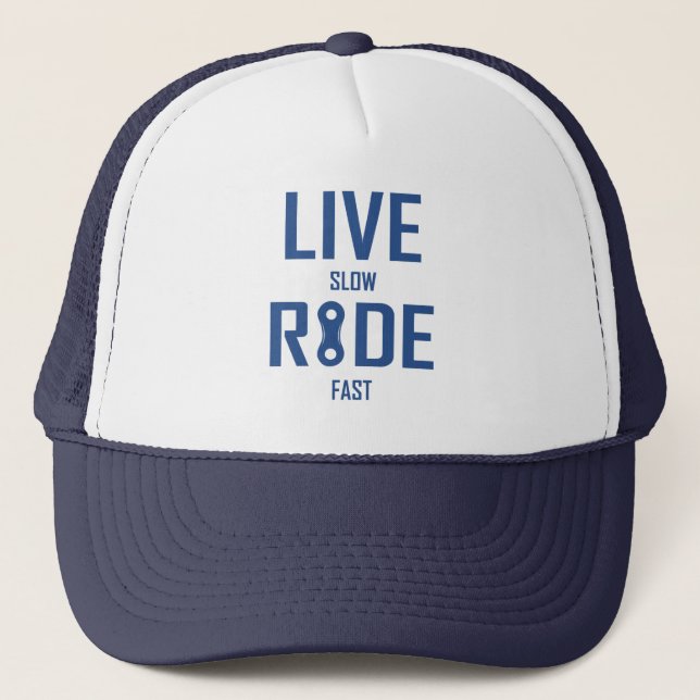 Live Slow Ride Fast Cycling Trucker Hat (Front)