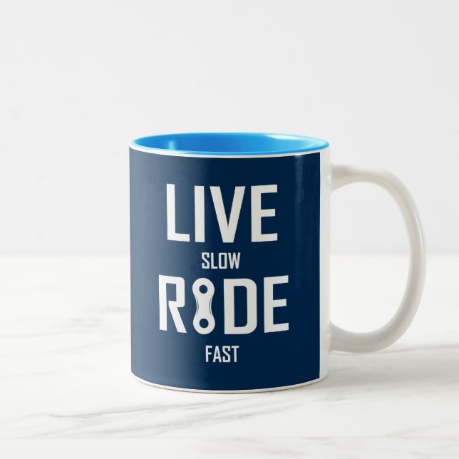 Live Slow Ride Fast Cycling Two-Tone Coffee Mug (Right)
