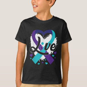 Live Teal Purple Ribbon Heart Suicide Prevention A T-Shirt