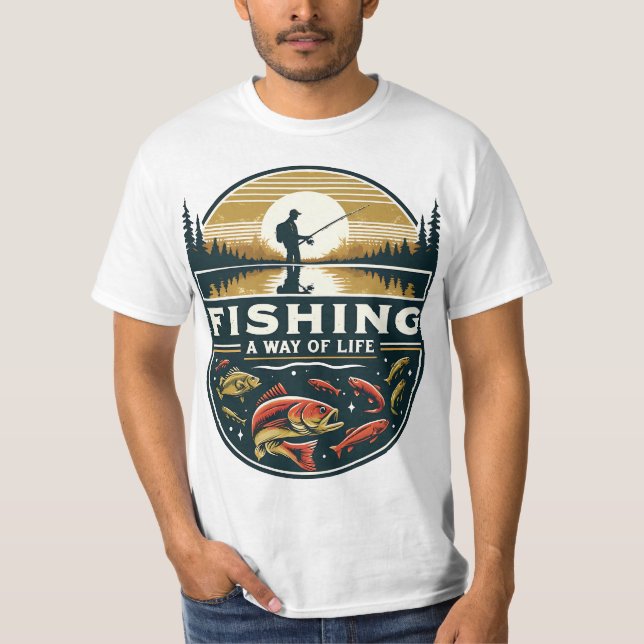 Live the Fishing Lifestyle, Passion for Anglers T-Shirt (Front)