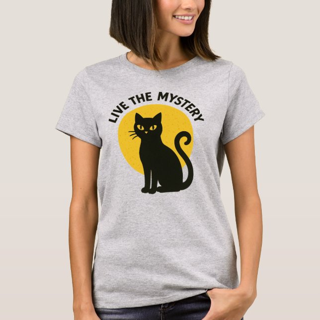 Live the Mystery Black Cat Moon Tee (Front)
