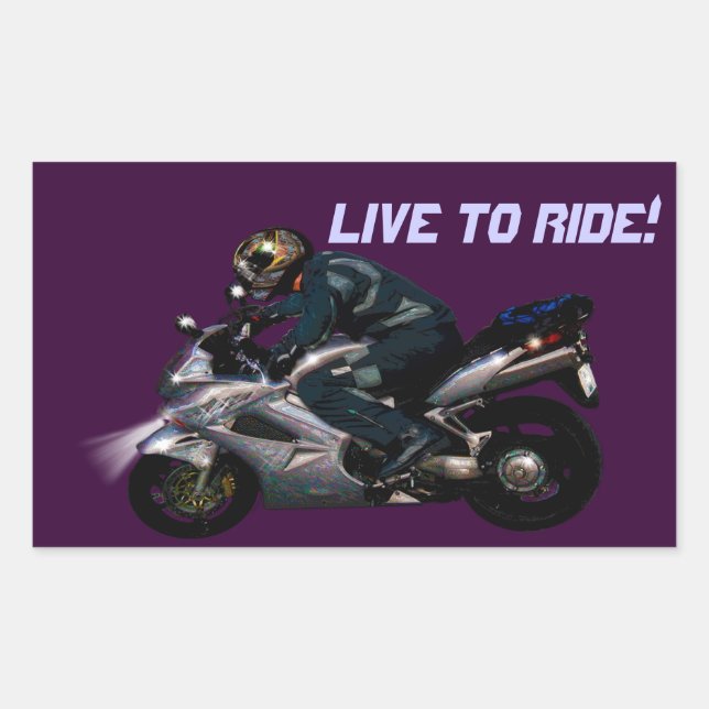 Live To Ride Motorbiker Rectangular Sticker (Front)